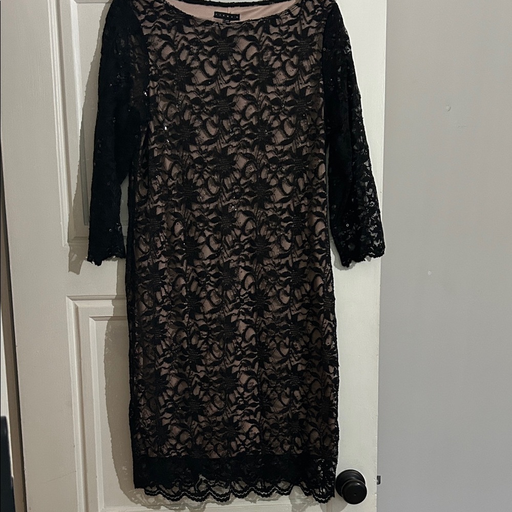 Tiana B. Black Lace Overlay Dress